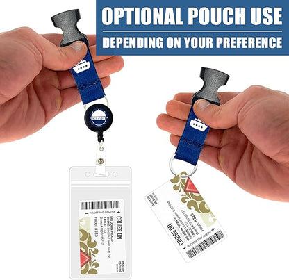 Cruise On Norwegian Luggage Tag Holders (4 Pack) & Lanyards (2 Pack) – Large, Clear, Waterproof Cruise Essentials 2025-2026 – Secure Ship Tags & Cards (Royal Blue)