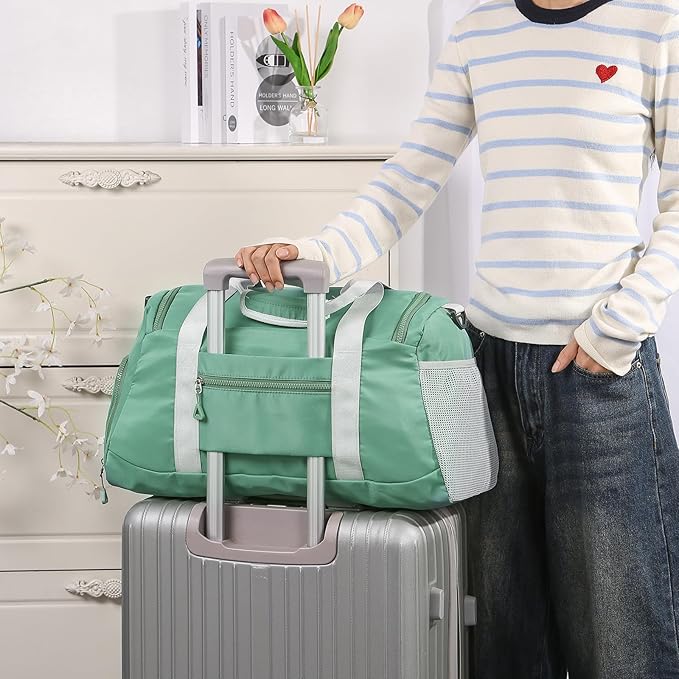 Personalized Duffel Bag Custom Sport Gym Travel Bags Embroidered Name Text Customized Dry Wet Separated Weekend Waterproof Bag for Women Men (A-Green)