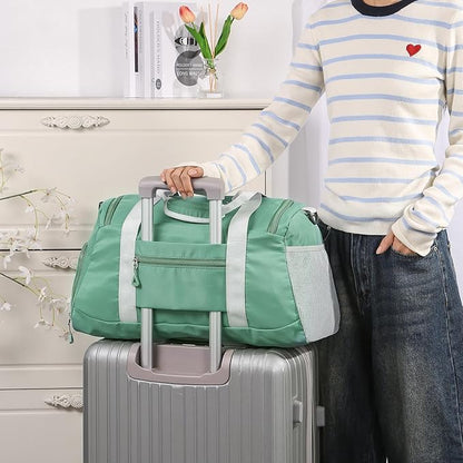 Personalized Duffel Bag Custom Sport Gym Travel Bags Embroidered Name Text Customized Dry Wet Separated Weekend Waterproof Bag for Women Men (A-Green)