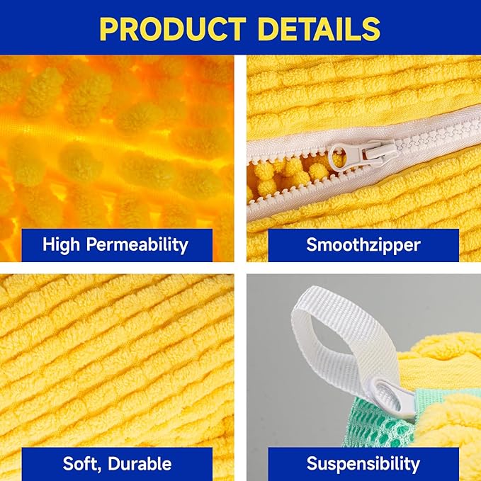 2 Packs Shoe Washing Machine Bag,Laundry Shoe Bag for Washing Machine and Dryer, 360°All-Around Cleaning Sneakers,Top Hidden Zipper,Reusable Sneaker Washing Machine Bag For All Shoe Types (Yellow)