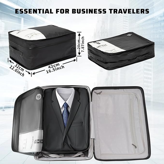 ONTYZZ Vacuum Compression Bag 20 inch Space Saver Bags Travel Case with IP67 Waterproof Zipper for Business Trip, One Bag Black