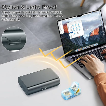 Zannaki Metal XL Weekly Pill Organizer 2 Times a Day, Large Travel Daily Pill Box 7 Day, Portable Week Twice Pill Holder Container, AM PM Pill Case for Medicine Vitamin Medication Supplement, Grey