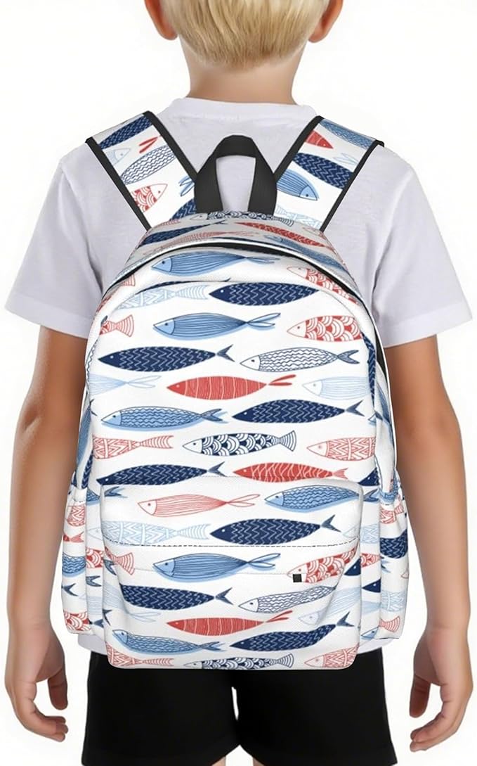 Ocean Fish Backpack School Bag Lightweight Bookbag Casual Daypack for Girls Boys Kids Women Men Travel Laptop 16 Inch