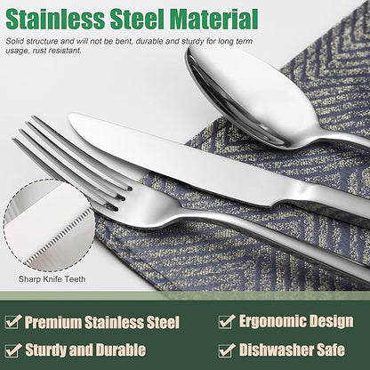 Silverware Set, 40 Piece Flatware Cutlery Set for 8, Stainless Steel Silverware Mirror Polished Dishwasher Safe for Home, Restaurant, Wedding, Party