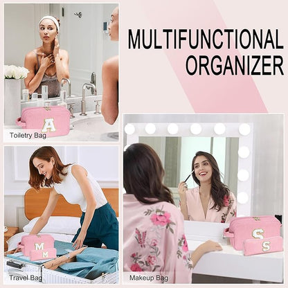 YOOLIFE Initial Travel Makeup Bag Cosmetic Bag - Teen Girl Gifts Trendy Stuff Friend Birthday Gifts for Women Teen Girl Kids