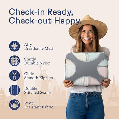 Shacke 6 Set Packing Cubes for Travel - Compression Packing Bags/Travel Organizer - Luggage Organizer Bags for Traveling - Travel Essentials for Women - Cruise Must Haves Packing List