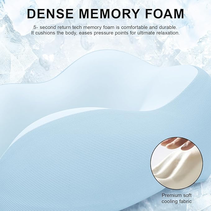 Travel Pillow for Airplane Memory Foam Neck Pillow, Soft & Support Travel Pillow for Travelling, Sleeping Rest, Car, Train and Home Use (Blue)