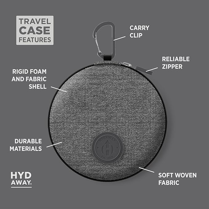 HYDAWAY Travel Case for Collapsible Bottles, Bowls & Cups - Protective Storage with Carabiner Clip - Durable, Water-Resistant, TSA-Friendly