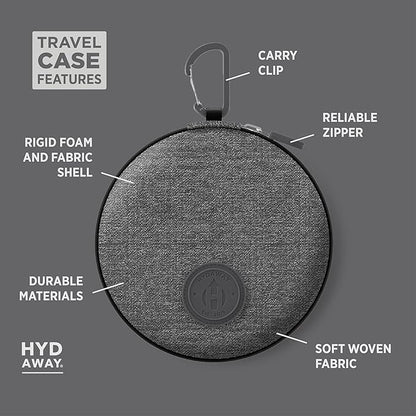 HYDAWAY Travel Case for Collapsible Bottles, Bowls & Cups - Protective Storage with Carabiner Clip - Durable, Water-Resistant, TSA-Friendly