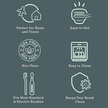 Haven Toothbrush Cover Family Pack - Fits Electronic and Manual Toothbrushes - Travel Toothbrush Case Holders - Set of 6 Tooth Brush Protectors (White, Blue, Purple, Coral, Teal, Charcoal Gray)