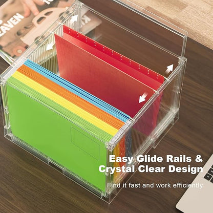 UMAIL File Box,Hanging File Organizer,Portable Storage Bins with Lids,Letter-size File Holder File Cabinet for Office/Home/Decor No Folders(2Pack)