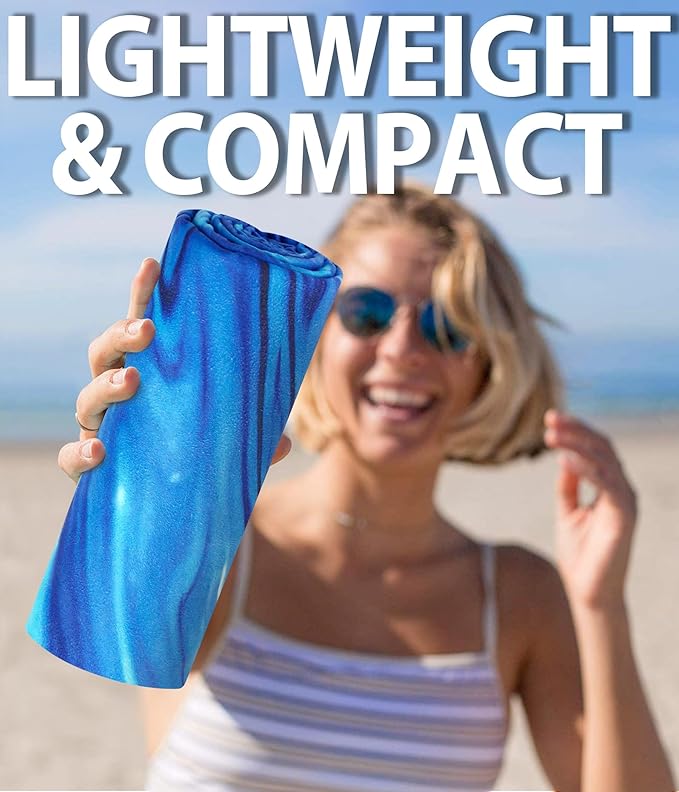 2 Packs Sand Proof Microfiber Beach Towels Adult –Quick Fast Dry Beach Oversized Accessories for Travel Swim Pool Yoga Camping Blanket Essentials Lightweight Must Haves Items Women Gifts Blue Turtles