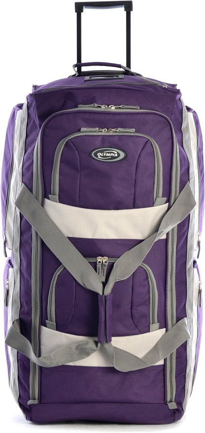 Olympia U.S.A. 29 inch Jumbo Size 8 Pockets Wheeled Rolling Duffel Bag Water Resistant Luggage Lightweight Travel Suitcase with Retractable Handle