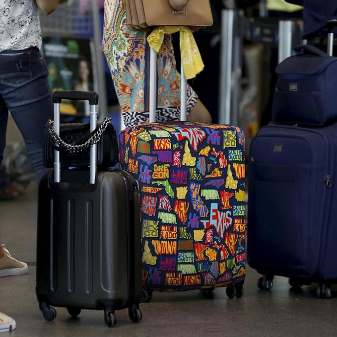 Explore Land Travel Luggage Cover Suitcase Protector Fits 27-30 Inch Case (America Map, L)