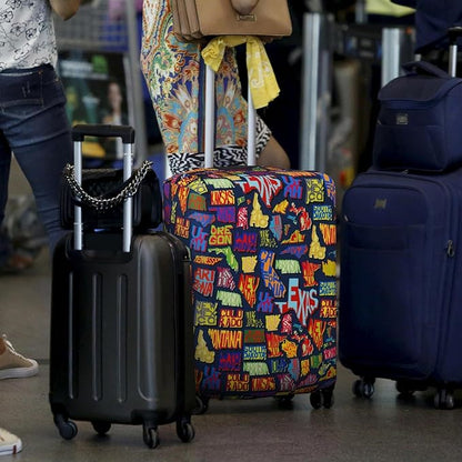 Explore Land Travel Luggage Cover Suitcase Protector Fits 27-30 Inch Case (America Map, L)