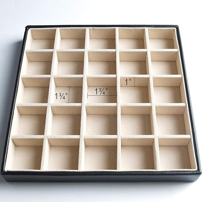 Frebeauty Earring Holder Organizer, 50 Slots Earring Organizer,2 Layer Jewelry Box for Earrings and Necklace,PU Jewelry Organizer,Jewelry Organizers and Storage(Black)