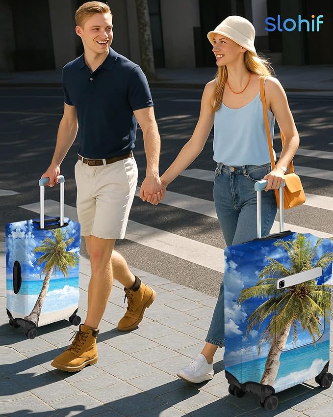 Slohif Luggage Cover for Suitcase Tsa Approved Protector - Luggage Sleeve Large Suit Case Cover Travel Stretch Baggage Case Protective Washable Fit 28-30 Inch Hawaii L