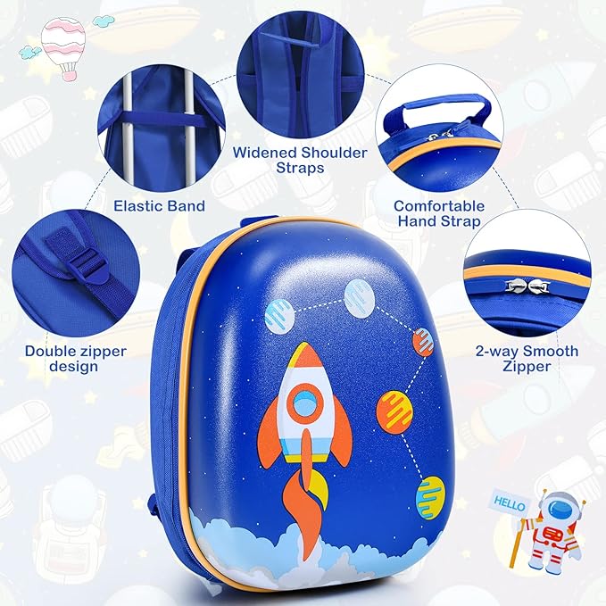 HONEY JOY Kids Luggage, 12" Toddler Backpack & 16" Travel Suitcase with Wheels, Lightweight Toddler Girls Suitcase, Durable ABS Hardshell, 2Pcs Carry On Luggage Set for Boys Girls