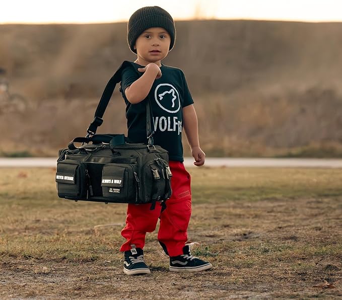 WOLFpak 20L Mini Duffle Bag for Gym & Travel | Waterproof Carry-On Weekender Bag with Shoe Compartment, Hard Bottom, and Tactical Molle System (Alpha Black)