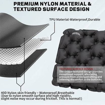 EULANT Inflatable Seat Cushion Lightweight Compact Stadium Seat Pad Camping Travel Air Seat Cushion for Airplane Hiking Bleachers Office Home Sports Events(2PC)