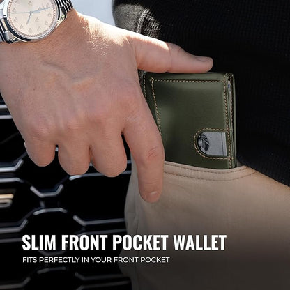 Kingly Cash Clip Slim Leather Wallet for Men with RFID Blocking & Money Clip - Minimalist Front Pocket Bifold Wallet Holds 12 Cards - Secure Card Holder with Easy Access Pull Tab