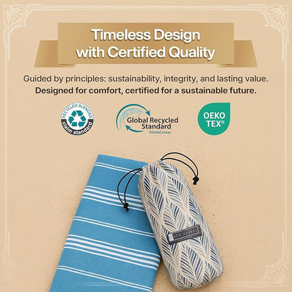 BAY LAUREL Turkish Beach Towel with Travel Bag 39 x 71 Quick Dry Sand Free Lightweight Large Oversized Towels Light