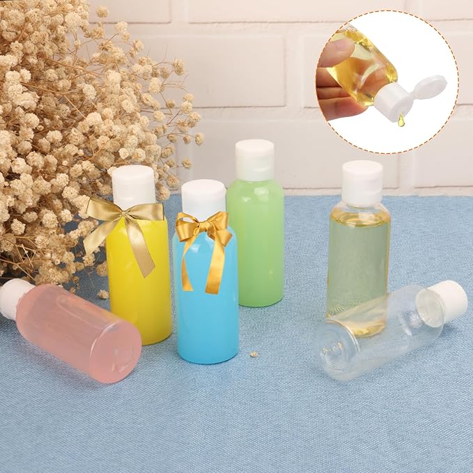 100 Pack 2 oz Plastic Bottles with Caps, Clear Empty Bottles, flip top Bottles for Lotion and Shampoo, Travel-Friendly Bottles, BPA-Free for Liquids and Personal Care