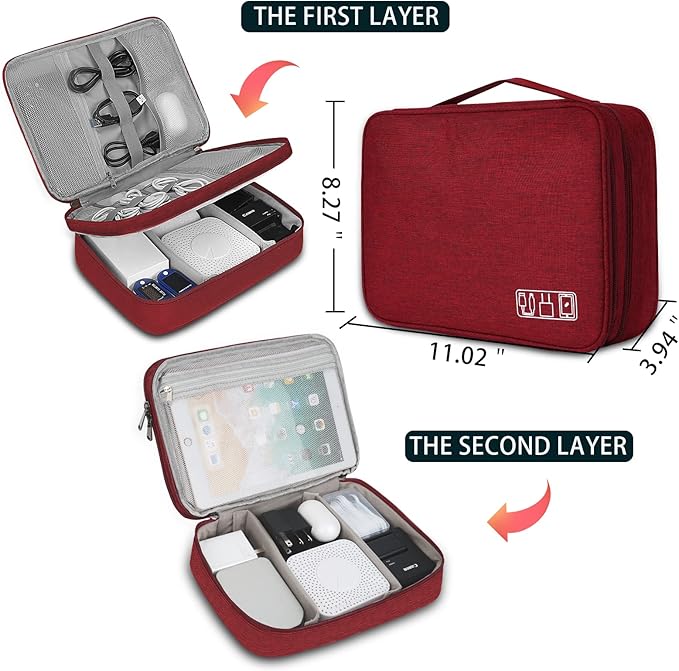 Electronic Organizer Travel Universal Cable Organizer Electronics Accessories Bag for Cable, Charger, Phone, USB, SD Card,1Pack