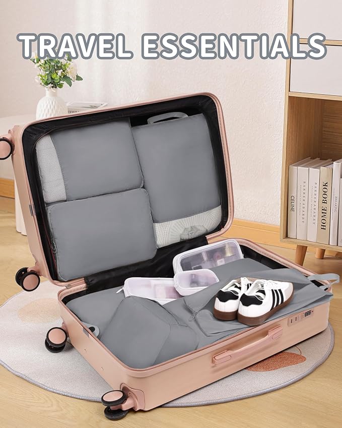 Compression Packing Cubes 11 Set, Expandable Suitcase Organizers, Gray Luggage Bags