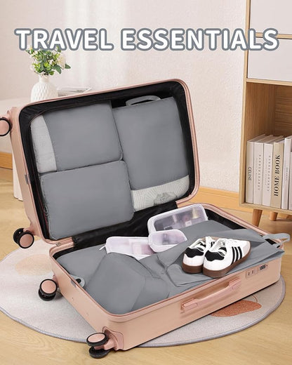 Compression Packing Cubes 11 Set, Expandable Suitcase Organizers, Gray Luggage Bags