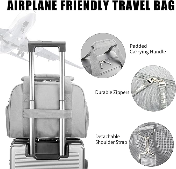 SeaRock 14 inch Small Gym Bag for Women & Men - Mini Duffle Bag for Travel, Sports, Workout, Weekender & Overnight with Shoe Compartment Gray