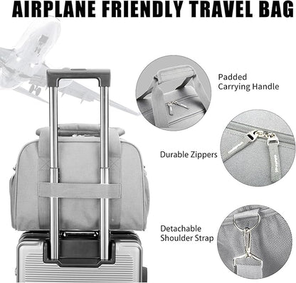 SeaRock 14 inch Small Gym Bag for Women & Men - Mini Duffle Bag for Travel, Sports, Workout, Weekender & Overnight with Shoe Compartment Gray