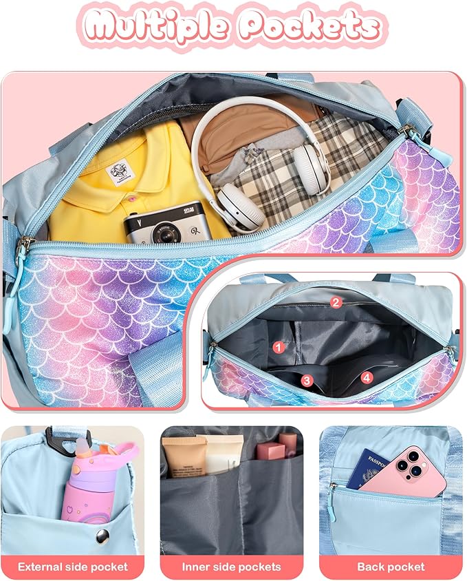 Daughter Birthday Gifts-Girl Gym Bag with Shoe Compartment, Kid Personalized Weekender Overnight Bags, Initial Travel Tote with Makeup Pouch, Graduation Gift for Girls (Letter Y)