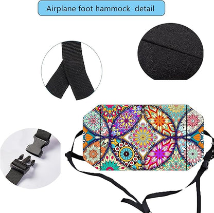 Airplane Foot Hammock for Plane Travel Ajustable Foot Rest for Plane Comfort Sling Airplane Gadgets for Adult Long Fling,Plane Travel Essentials (Lush Datura)