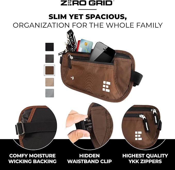 Money Belt for Secure Travel - RFID Blocking Slim Passport Holder - Hidden Waist Pouch for Cash, Credit Cards, Documents - Concealable Under Clothes, Water-Resistant Slim Fanny Pack for Men and Women