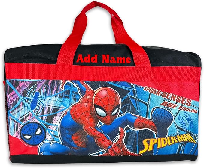 KishKesh Personalized Licensed Kids Duffel Bag – Durable, Customizable Name & Text, Ideal for Travel, School, Gym, Beach, or Overnight – Marvel Spiderman Design, 18" X 10.50" X 9.75"