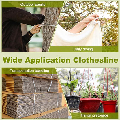 uxcell 4mm Nylon Rope, 10ft Portable Clothesline for Luggage and Backpack Tie Downs, Hanging Clothes, Swings, Camping and Mountaineering Tie Downs, Red