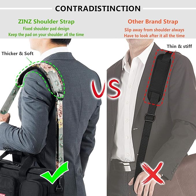 Shoulder Strap, ZINZ 57" Padded Adjustable Shoulder Bag Straps Replacement for Bags with D-Ring (DR02O01)