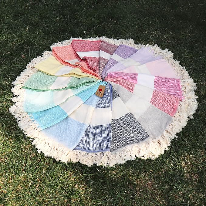 Bazaar Anatolia Turkish Bath Towel – 100% Cotton, Quick Dry, Sand Free Towel for Bathroom, Hot Tub, Decor, Cream – Oversized 71x39 Inches – Diamond Beige