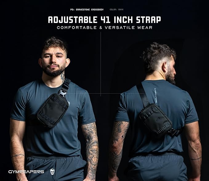 Gymreapers Travel Small Crossbody Bags for Men & Women with Hidden Pocket - Waterproof Crosssbody Fanny Pack for Men with Adjustable Shoulder Sling Belt for Traveling, Running & Hiking (Onyx)