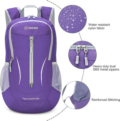 ZOMAKE Ultra Lightweight Packable Backpack 25L, Foldable Hiking Backpacks Water Resistant Small Folding Daypack for Travel(Purple)