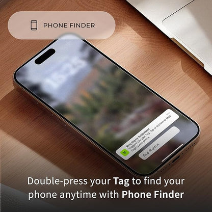 Pebblebee Tag Universal - Rechargeable Mini Item Tracker | Alternative to Air Tag & Android | 8-Month Battery Life | Works with Both Android & iOS Find My App | LED & Sound Alerts