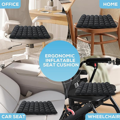 REDOFF®Inflatable Travel Seat Cushion，Portable seat Cushion, Suitable for Airplane Seats, Long-Distance Travel Seats, Office wheelchairs - Compact, Lightweight and Ergonomic Support.