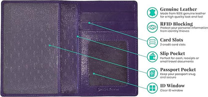 Personalized Monogrammed Dark Purple Leather RFID Passport Wallet