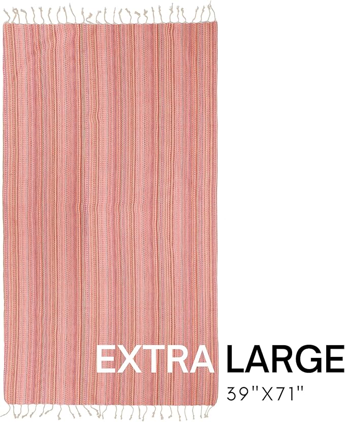 BAY LAUREL Turkish Beach Towel with Travel Bag 39 x 71 Quick Dry Sand Free Lightweight Large Oversized Towels Light