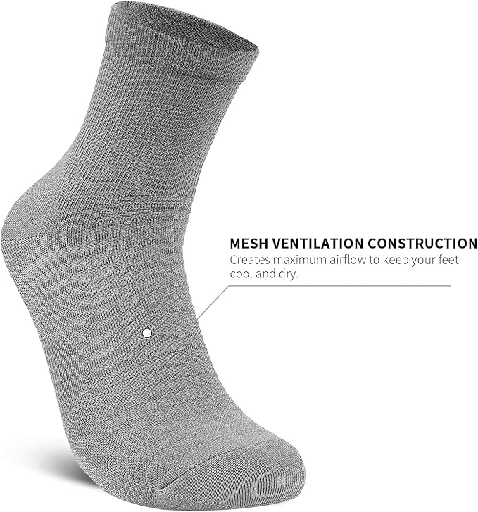 Compression Running Ankle Socks for Men and Women (6 Pairs), Quarter Athletic Socks for Running, Cycling, Golf, Work