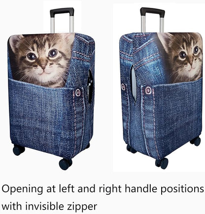 WUJIAONIAO Travel Luggage Cover Baggage Suitcase Cover Protector Skins 18-32 Inch (Cat B, M (for 22-24 inch luggage))