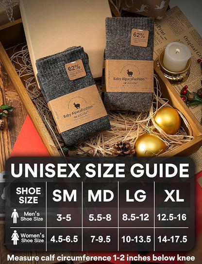 Alpaca Wool Heavyweight Knee High Compression Socks, Thick Winter Thermal Warm Soft Circulation Travel Flying