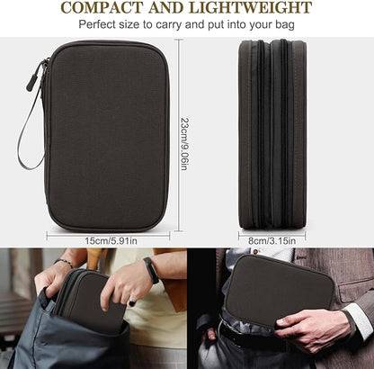 FYY Electronic Organizer, Large Travel Cable Organizer Bag Pouch Electronic Accessories Carry Case Portable Waterproof Double Layers All-in-One Storage Bag for Cable, Cord, Charger, Phone, Coffee