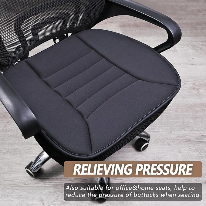 MYFAMIREA Car Seat Cushion Pad 1.2" Thick Comfort Seat Protector for Car Driver Seat Office Chair Home Use Memory Foam Seat Cushion with Non Slip Bottom, 20'' x 18.5'', Dark Gray
